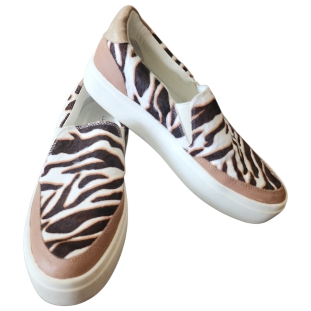 LUCKY BRAND | Takato Leather‎ Cow Hair Zebra Print Slip-On Platform Sneakers | 8